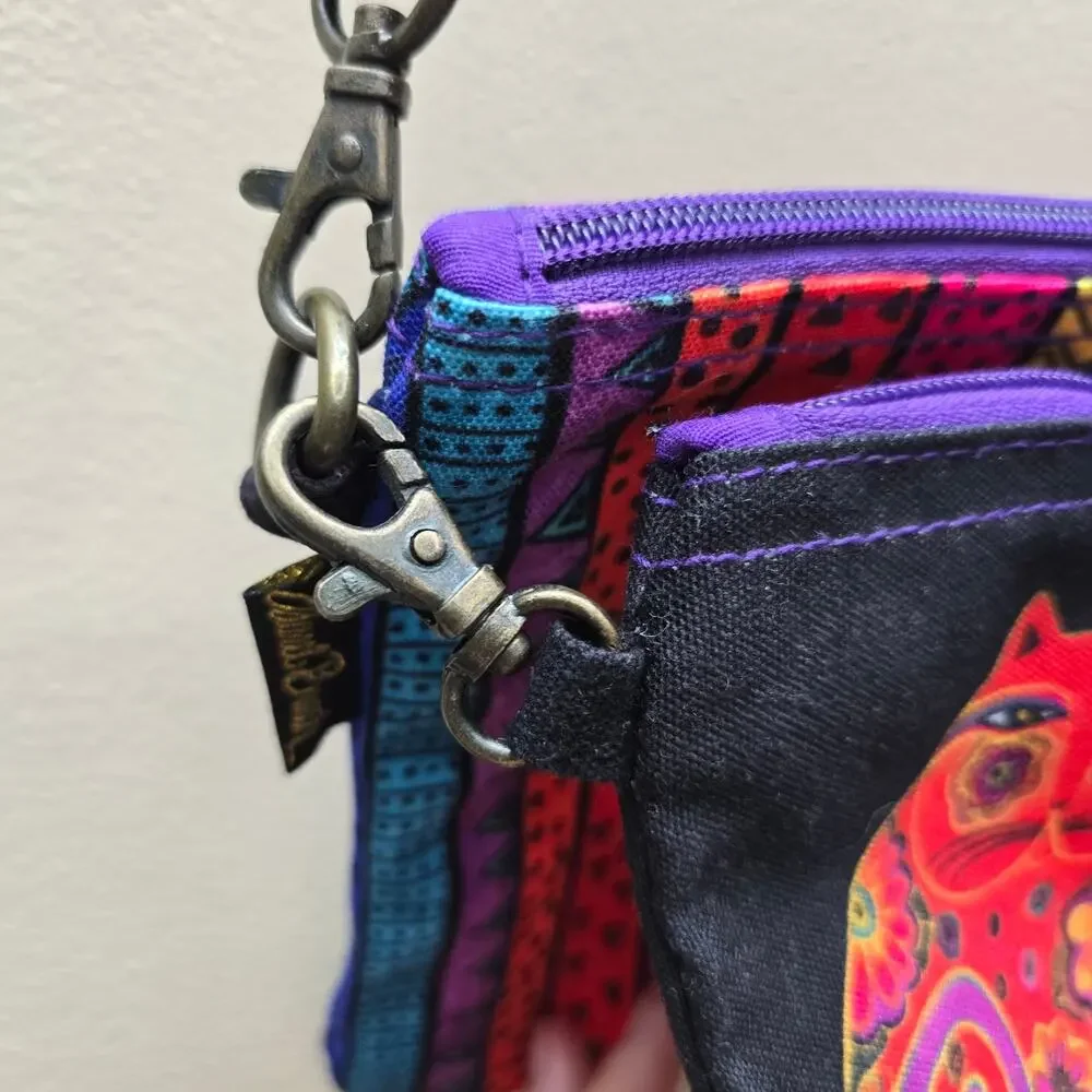 Laurel Burch Cats Feline Friends 2Pc Crossbody +Organizer Bag Boho Multicolor - Picture 5 of 11